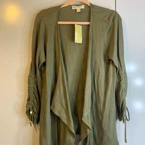 Michael Kors elegant cardi, new with tags, gold toggle on ruffled sleeves